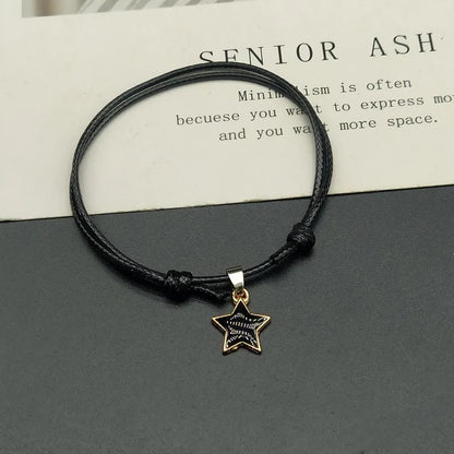 2 Pcs/Set New Fashion Couple Bracelets Black White Rope Stars Bracelet for Women and Men Paired Bracelets Gifts for Lovers