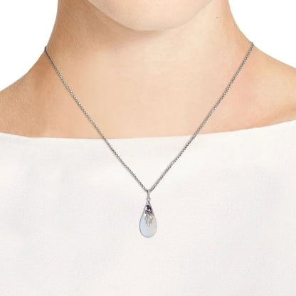 Trendy Drop-Shaped Moonstone Inlaid Pendant Necklace Women'S Necklaces Bohemian Crystal Inlaid Pendant Accessories Party Jewelry