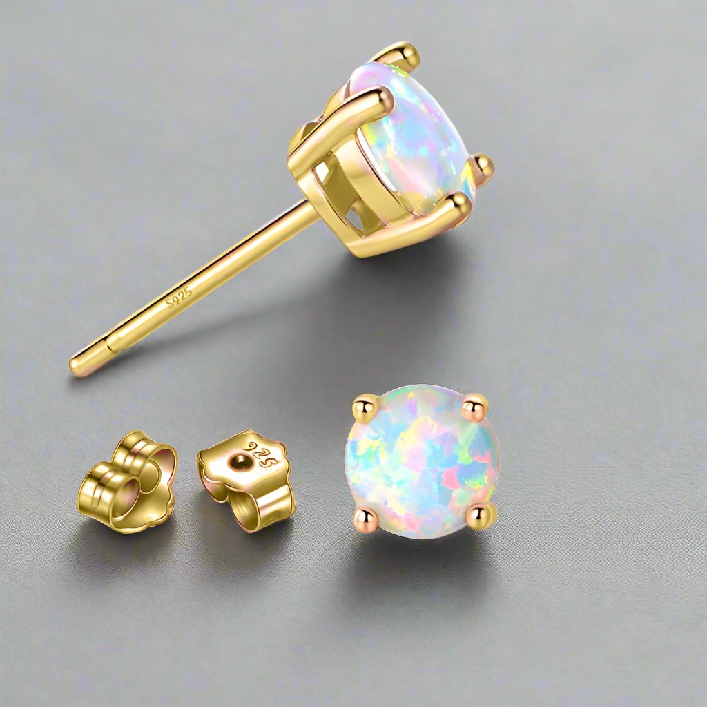 Sterling Silver Opal Stud Earrings