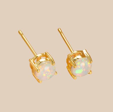 Sterling Silver Opal Stud Earrings