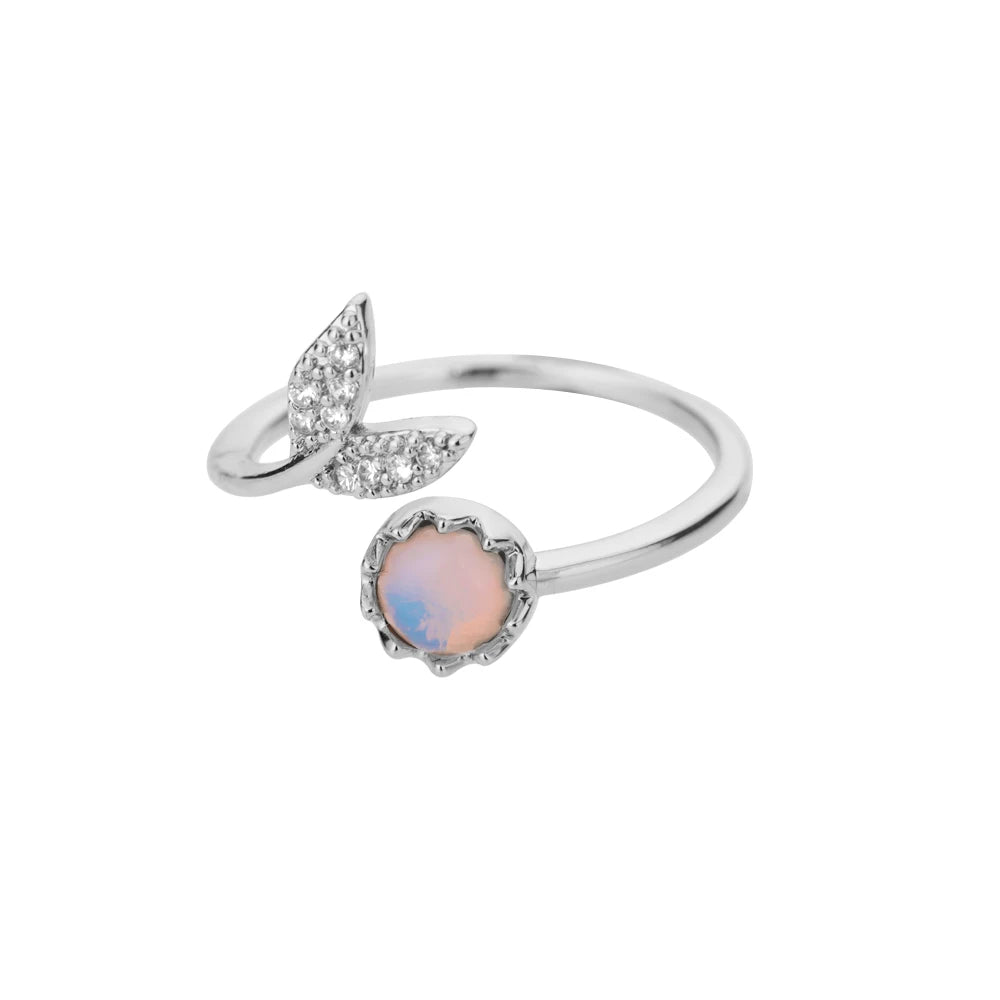 Vintage Opal Rings for Women Stainless Steel Ring Opal Crystal Stone Fashion Finger Ring Engagement Bohemian Jewelry Anillos