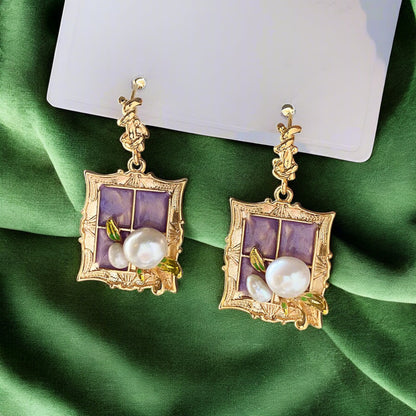 Pearl Window Earrings