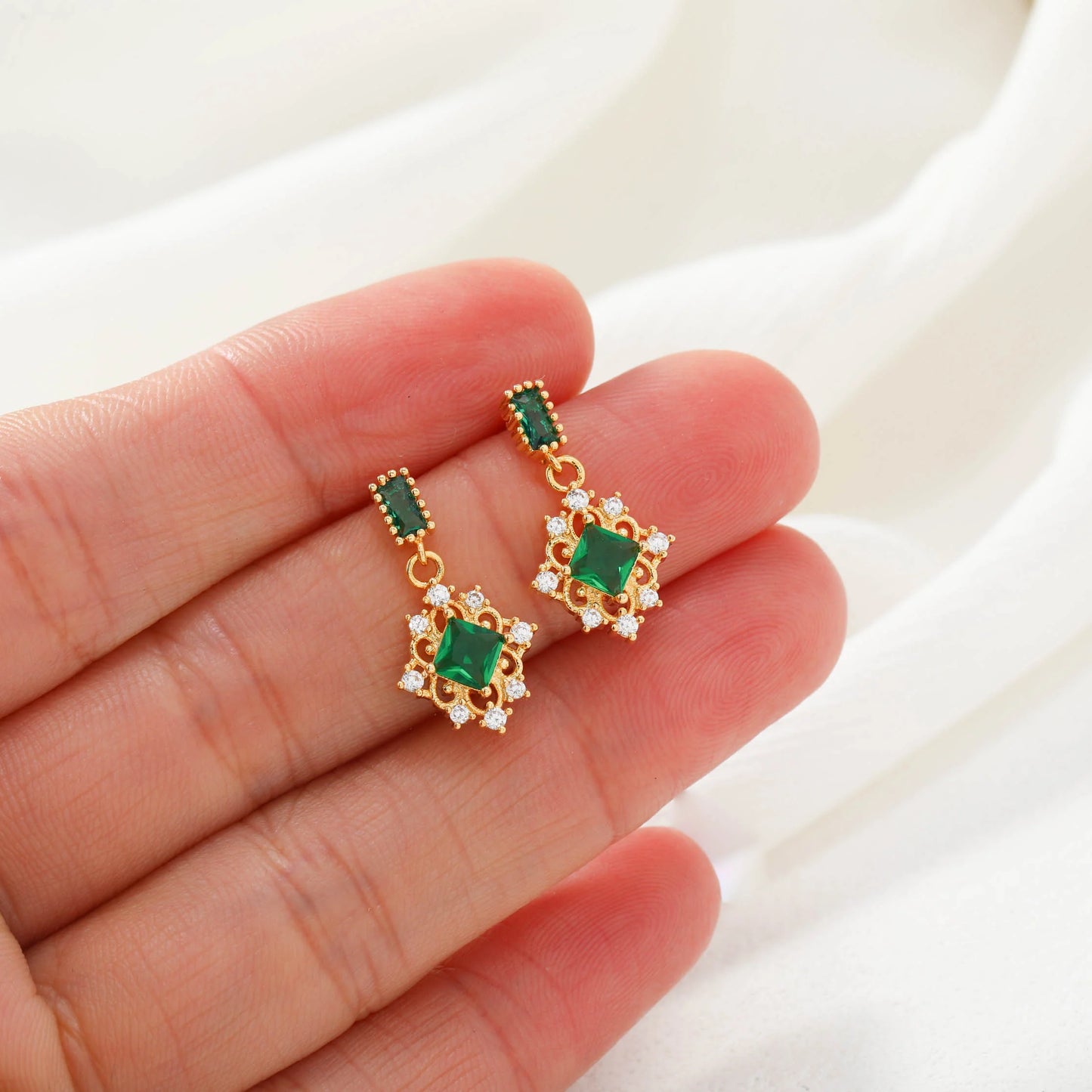 Green Crystal Earrings