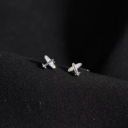 Silver Plated Shiny Zircon Ear Piercing Earrings for Women Flower Helix Cartilage Small Stud Earrings Trendy Jewelry 2022