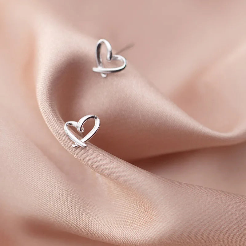 Small 925 Sterling Silver Stud Earrings for Women Piercing Ear Women Silver Earring 925 Heart Earrings Silver 925