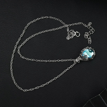 Water Crystal Moonstone Pendant Necklace Artificial Gems Vintage Alloy Rattan Women Necklaces Girls Waterdrop Stone Necklace