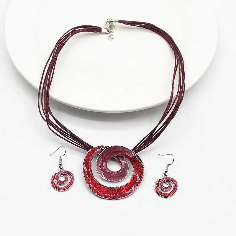 Lose yourself - wax painted necklace and earring set