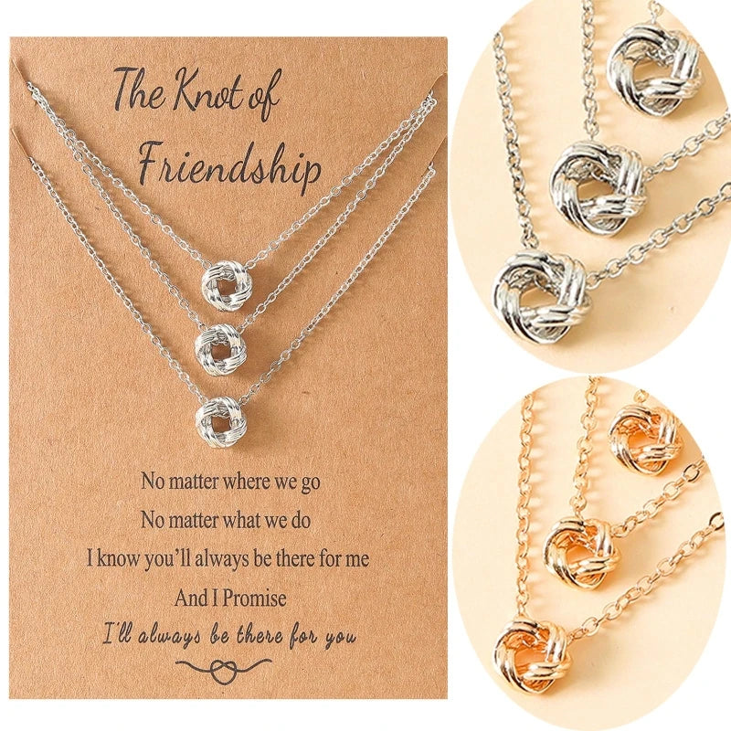 Best Friend Necklace Knot Pendant Matching Friendship Necklaces Jewelry Gifts for BFF Sisters Girls 18" to 20"