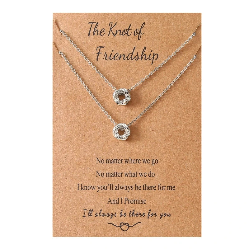 Best Friend Necklace Knot Pendant Matching Friendship Necklaces Jewelry Gifts for BFF Sisters Girls 18" to 20"