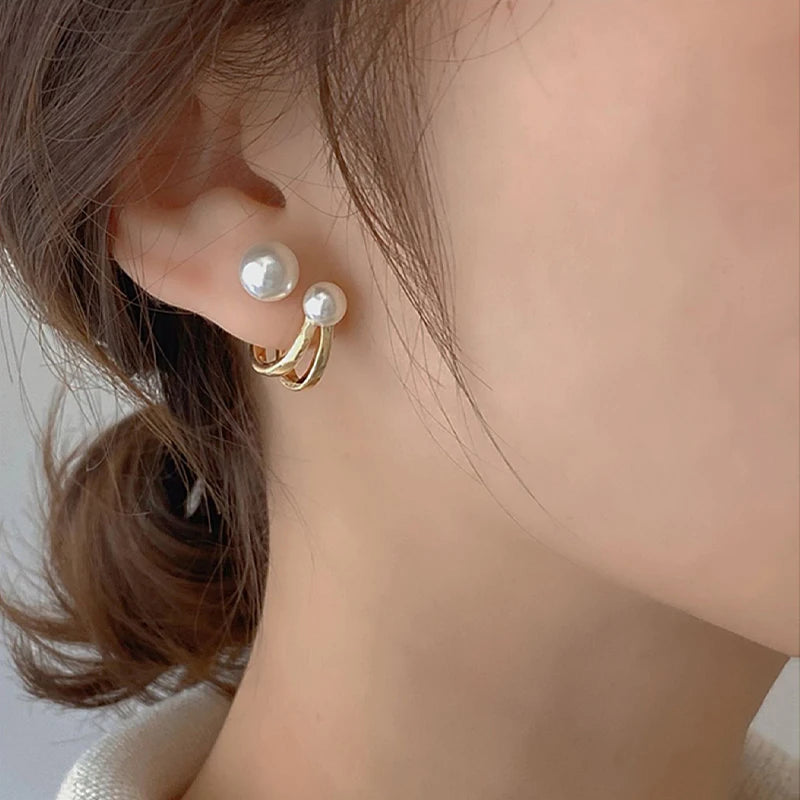 "2023 Elegant Pearl Stud Earrings - Korean Style Jewelry for Women's Christmas Party"