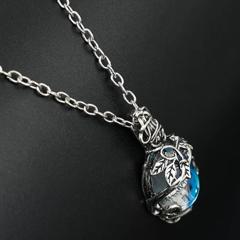 Water Crystal Moonstone Pendant Necklace Artificial Gems Vintage Alloy Rattan Women Necklaces Girls Waterdrop Stone Necklace