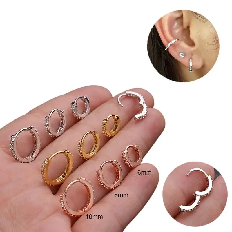 1Pair Zircon Stud Earrings for Women 2021 Trendy Jewelry Stainless Steel Piercing round Earring for Teend Ear Cuffs