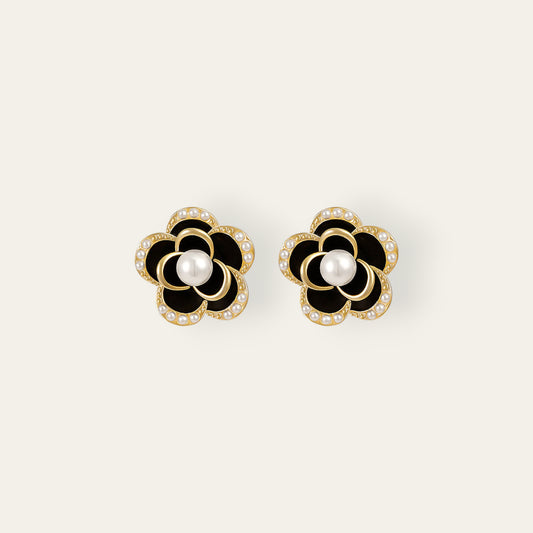 Black Camellia Earrings